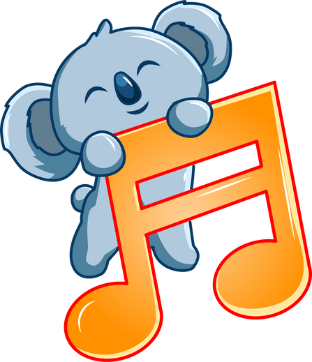 Cute Koala with Music Notes Animal Cartoon